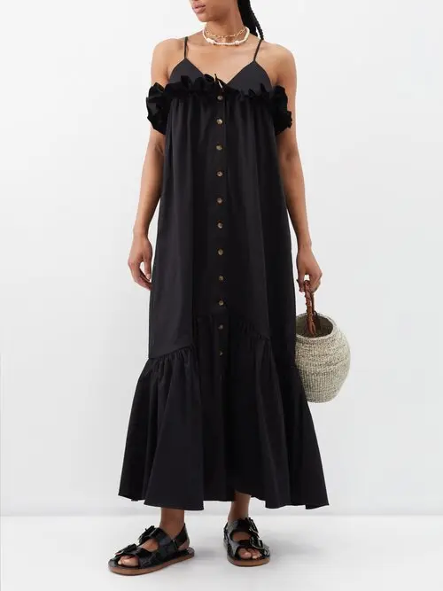 Womens Kika Vargas Long Day Dresses In Black