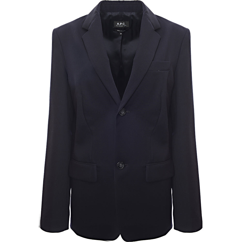 A.P.C. Mens Harry Wool Single Breasted Blazer in Blue