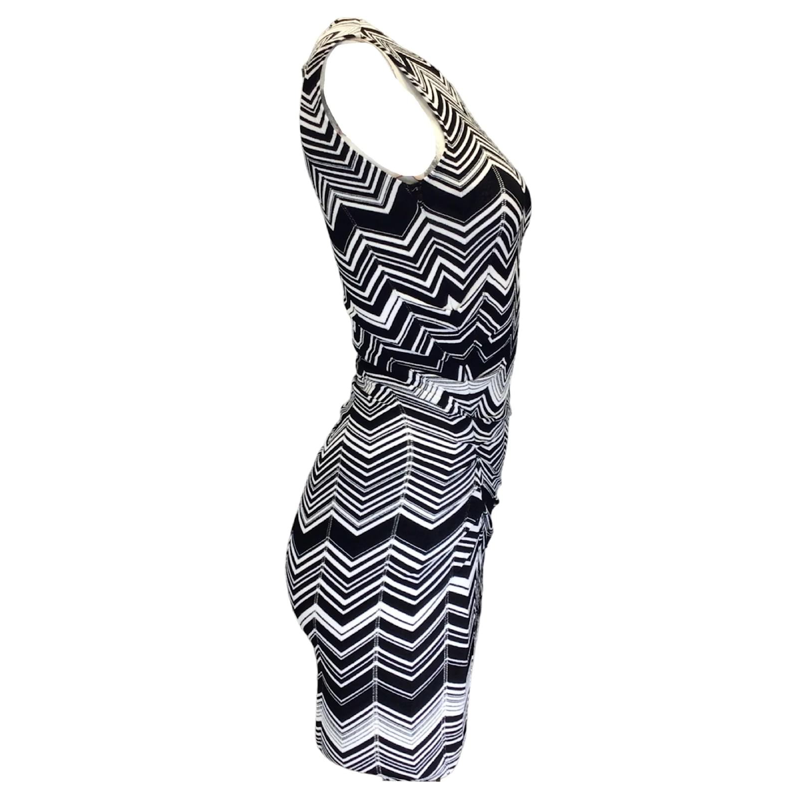 Missoni Womens Sleeveless Knit Mini Dress in Black & White