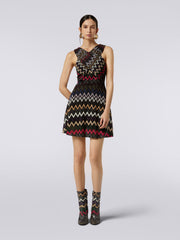 Missoni Womens ZigZag Pattern Mini Dress with Crossover neckline