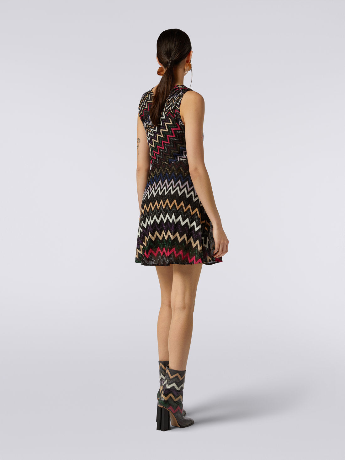 Missoni Womens ZigZag Pattern Mini Dress with Crossover neckline