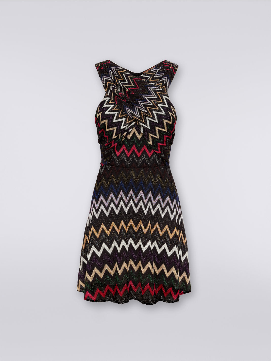 Missoni Womens ZigZag Pattern Mini Dress with Crossover neckline