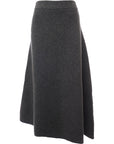 Jil Sander Womens Wool Cashmere Blend Bi Colour Double Face Asymmetrical Midi Knitted Skirt in Grey