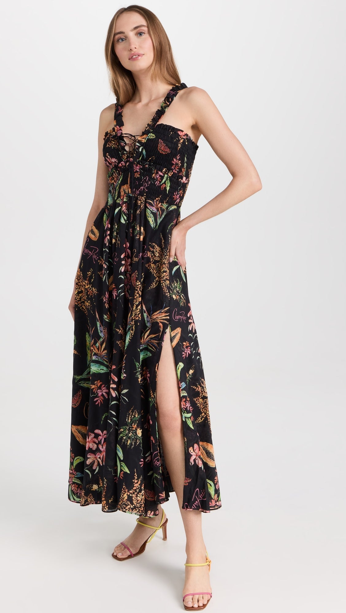 Womens Charo Ruiz Long Sun Dresses In Black Print