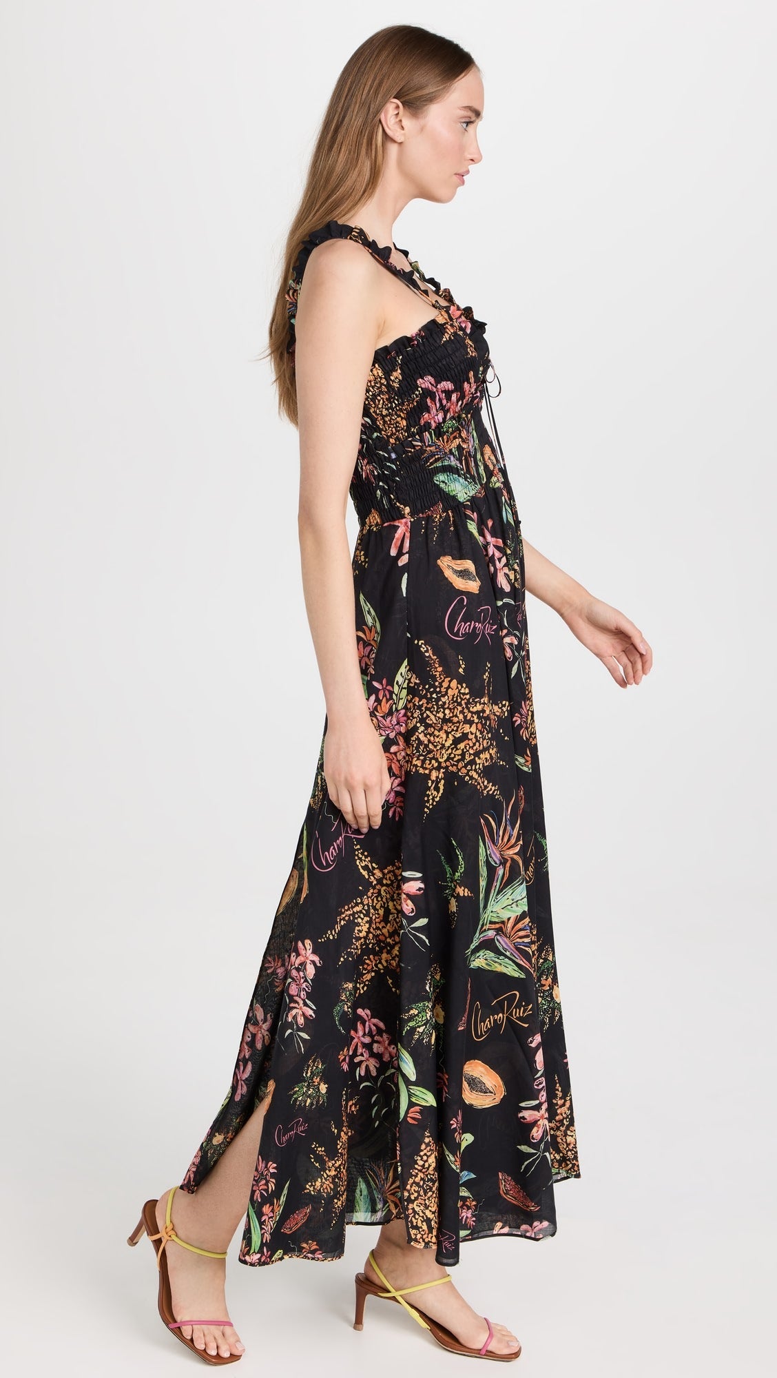 Womens Charo Ruiz Long Sun Dresses In Black Print