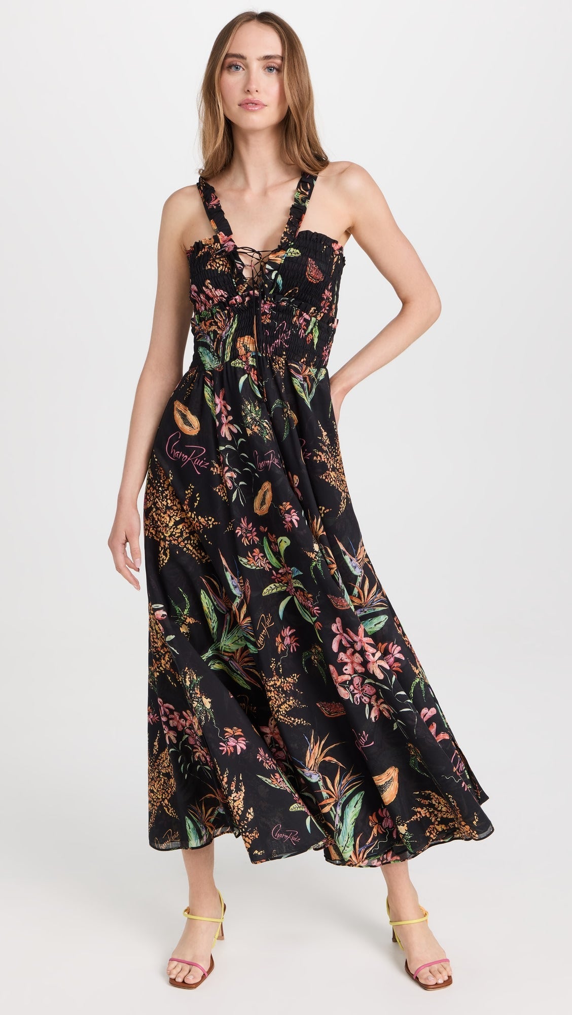 Womens Charo Ruiz Long Sun Dresses In Black Print
