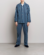 Mens Derek Rose Pyjama Sets In Blue Stripe