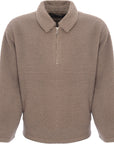 Represent Mens Brown Fleece Pullover Long Sleeve Half Zip Overshirt