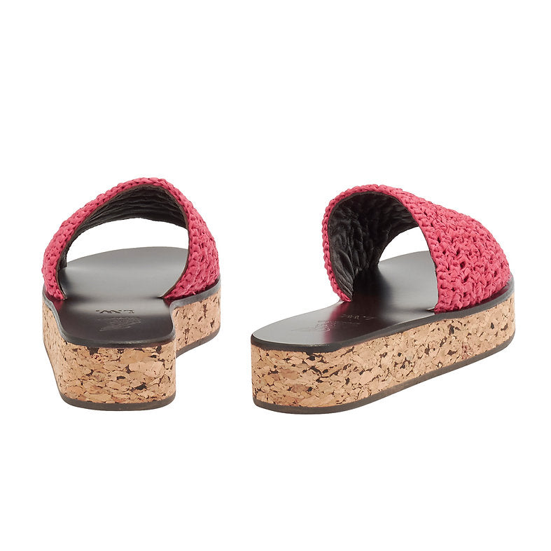 Womens Ancient Grk Sandals Slides In Fuchia/Tan