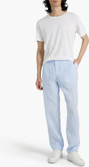 Mens 120 Lino Suit Trousers In Light Blue