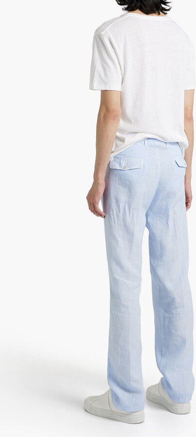 Mens 120 Lino Suit Trousers In Light Blue