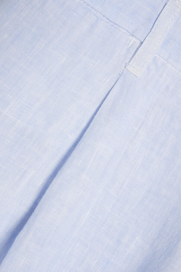 Mens 120 Lino Suit Trousers In Light Blue