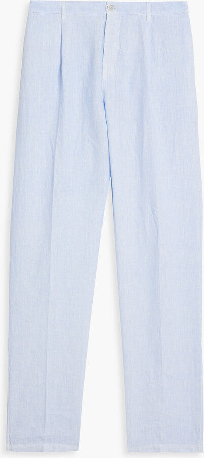 Mens 120 Lino Suit Trousers In Light Blue