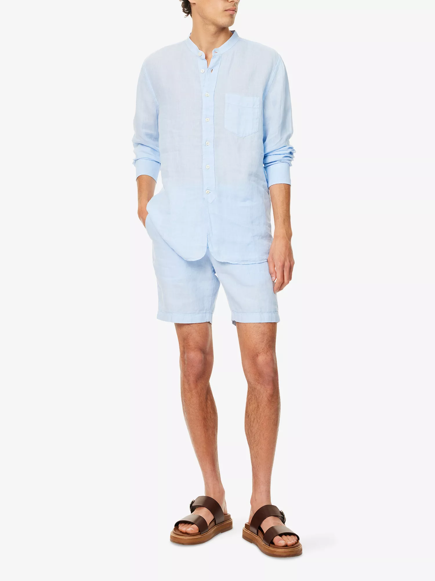 Mens 120 Lino Casual Shorts In Light Blue