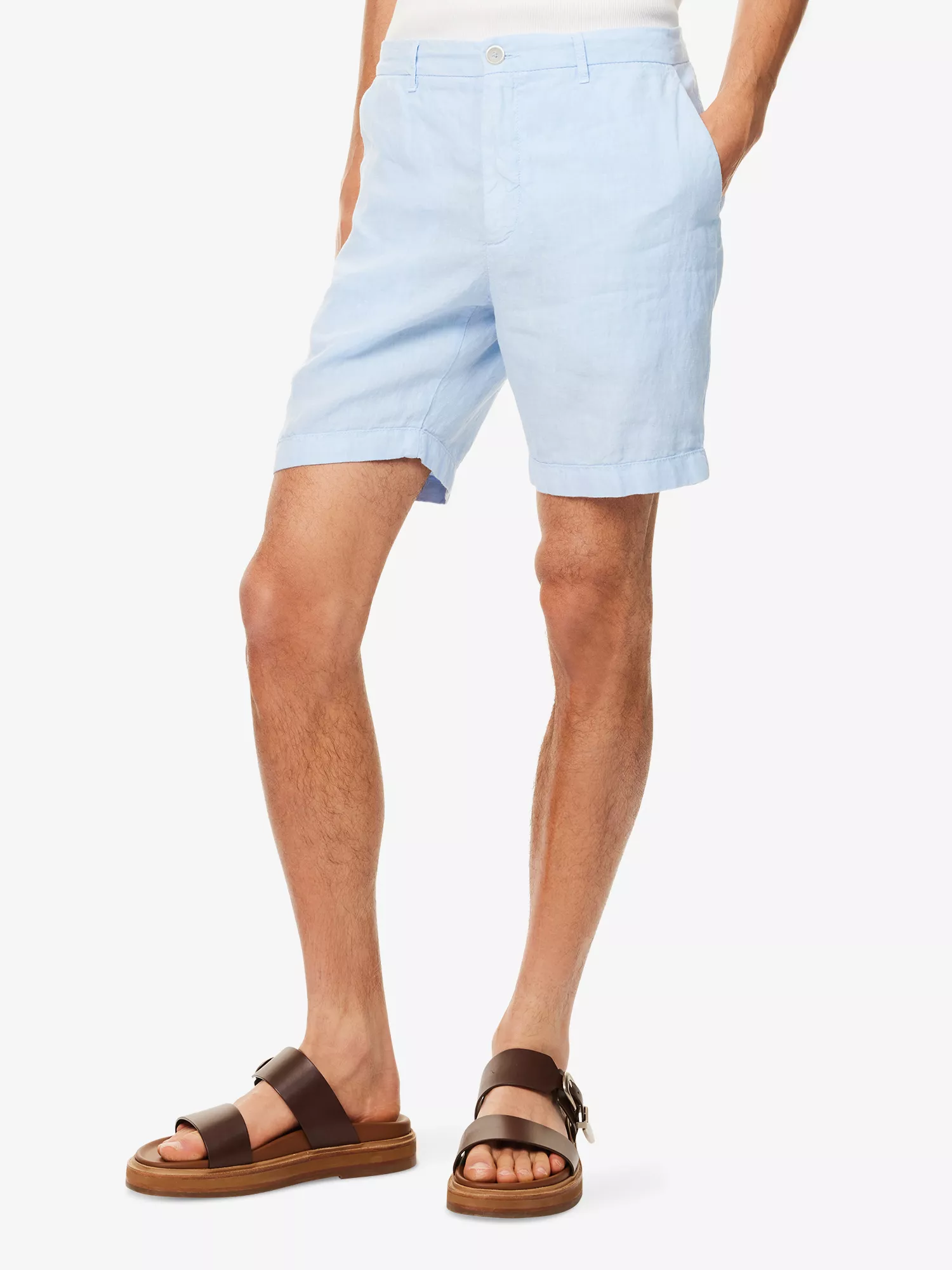 Mens 120 Lino Casual Shorts In Light Blue