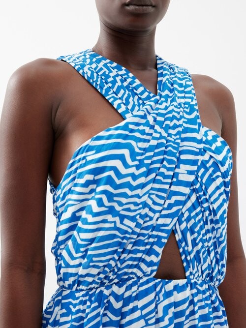 Womens Bird & Knoll Long Sun Dresses In Blue/White