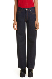 Womens Molly Goddard Straight Jeans In Dark Denim
