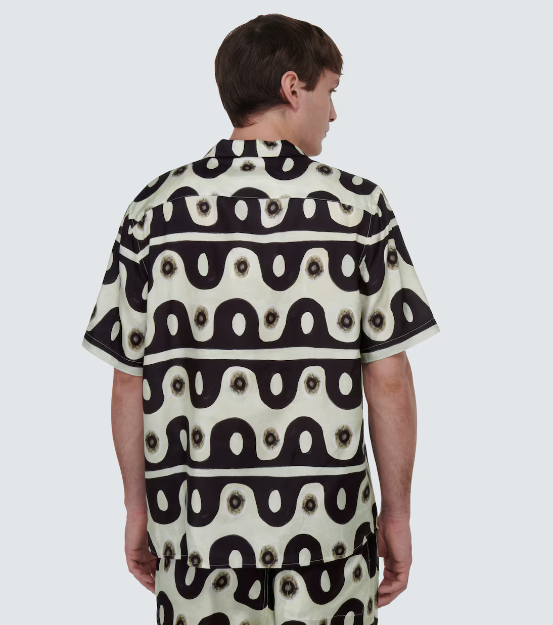 Mens Commas Long Sleeve Casual In Jungle Wave Black