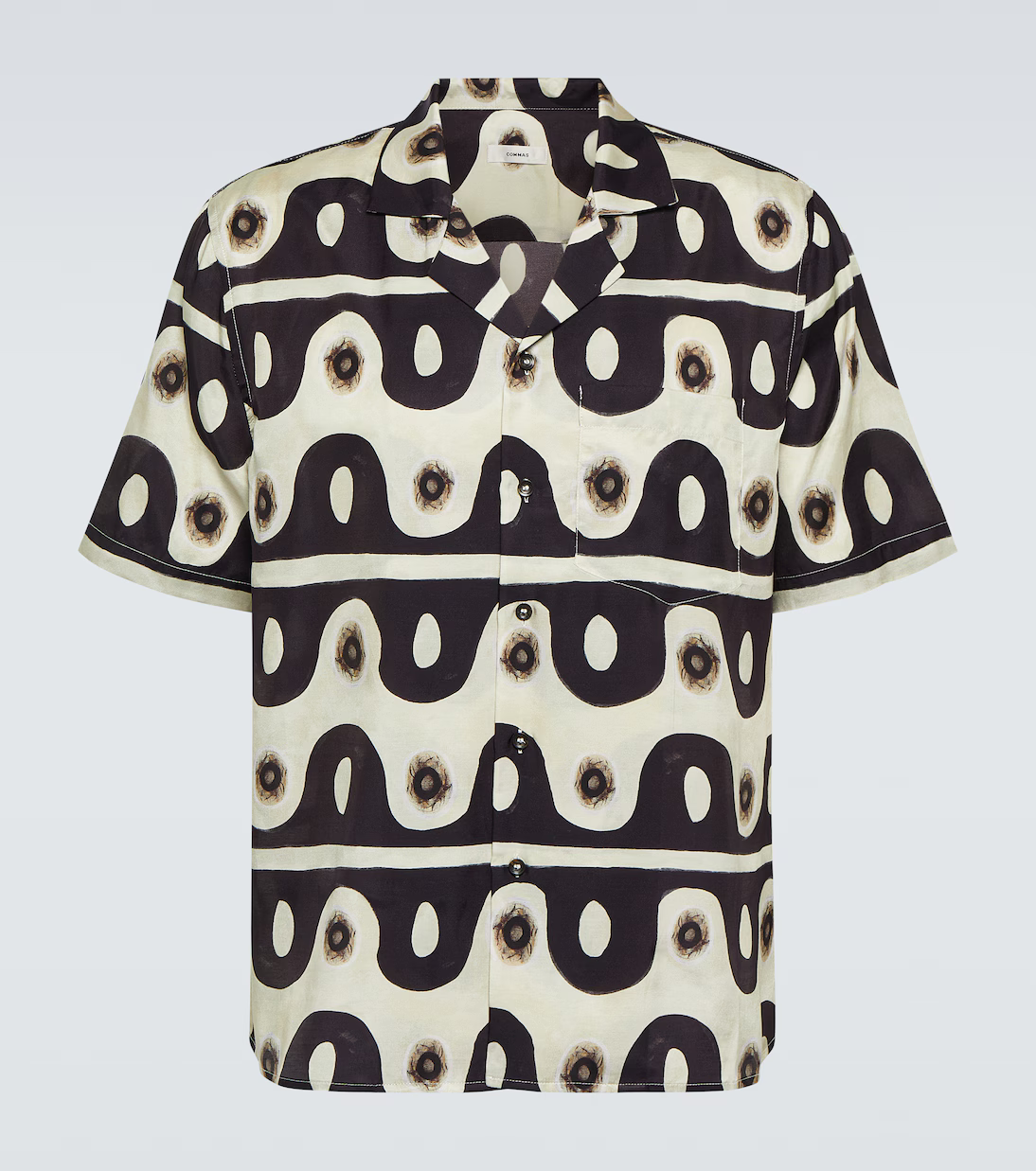 Mens Commas Long Sleeve Casual In Jungle Wave Black