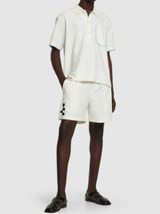 Mens Commas Short Sleeve Polos In White