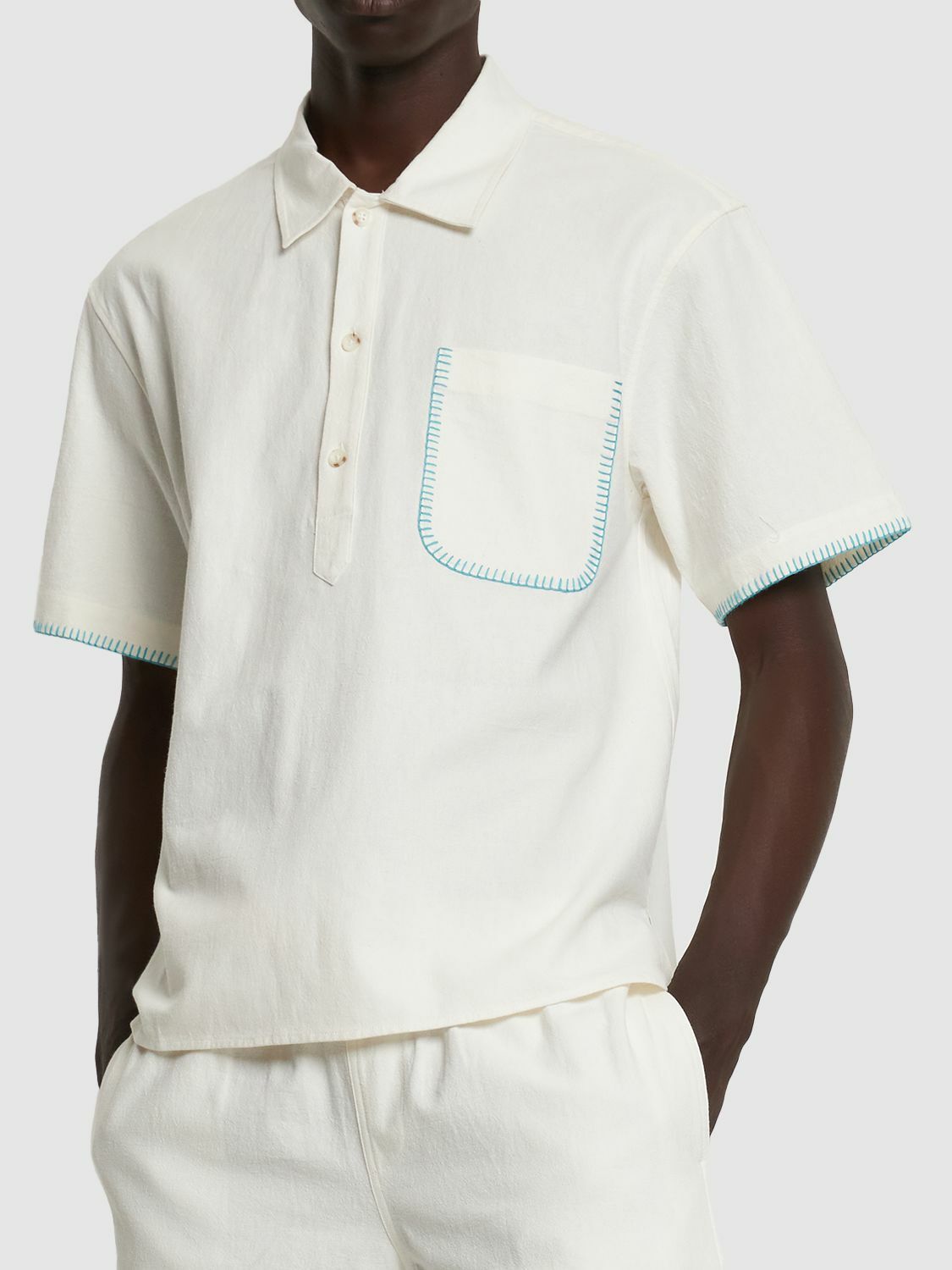 Mens Commas Short Sleeve Polos In White