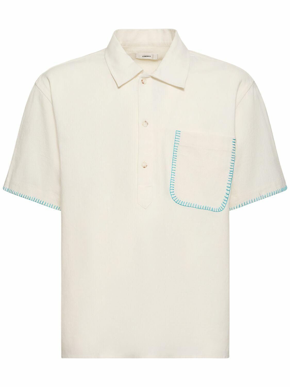 Mens Commas Short Sleeve Polos In White