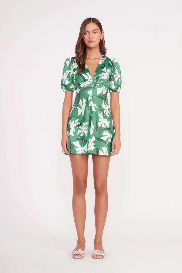Womens Staud Short Day Dresses In Green White
