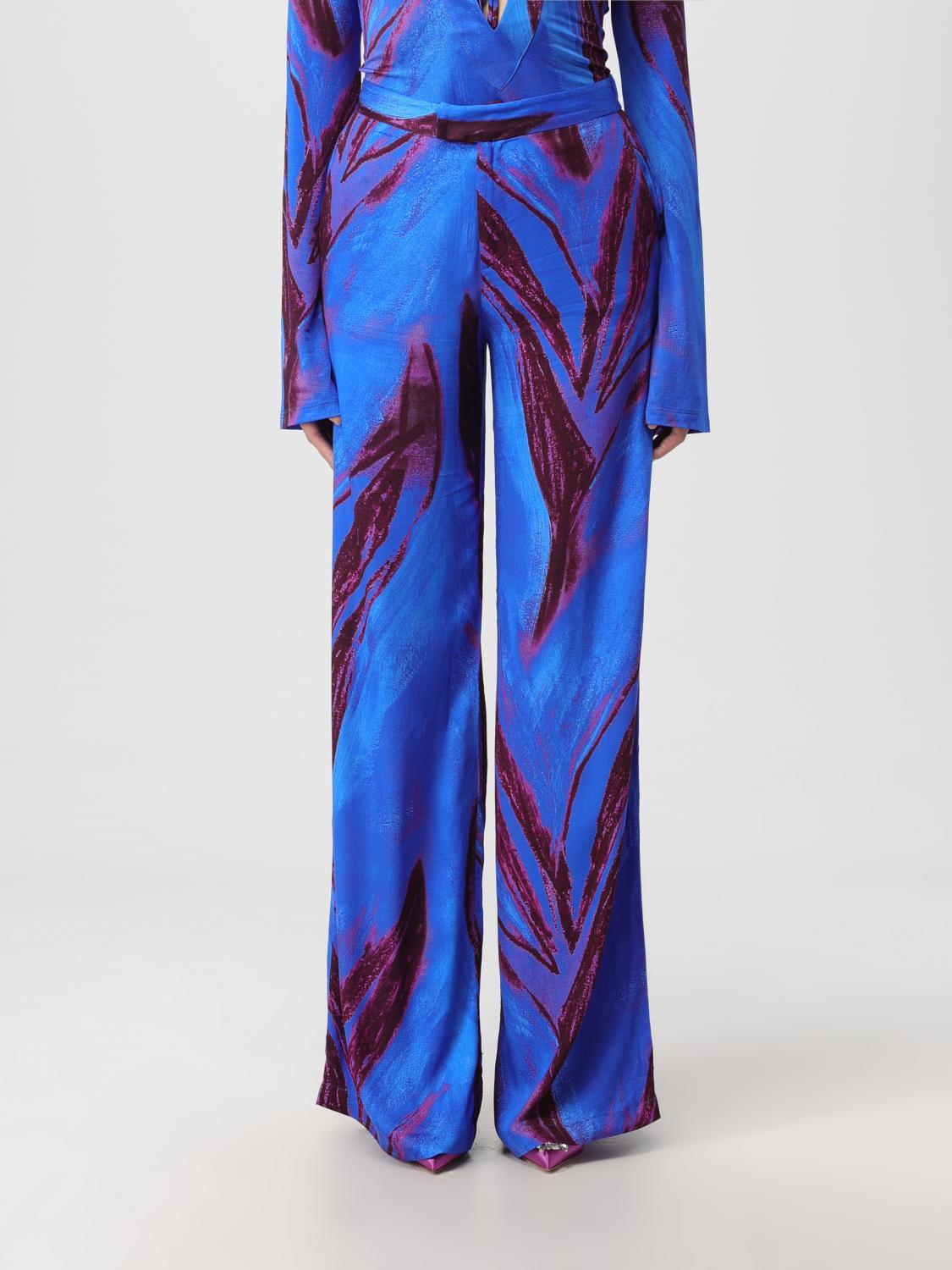 Womens Louisa Ballou Wide Leg Trousers In Blue Print