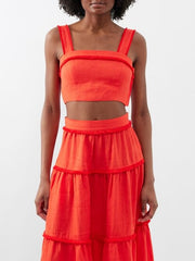 Womens Three Graces Crop Tops In Red
