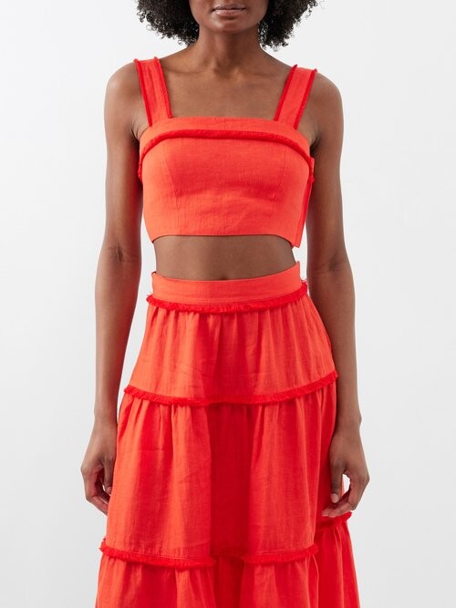 Womens Three Graces Crop Tops In Red