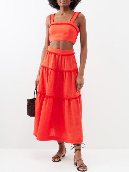 Womens Three Graces Crop Tops In Red