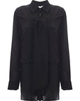 RAEY Womens Cargo Pocket Tie Front Shirt in Black