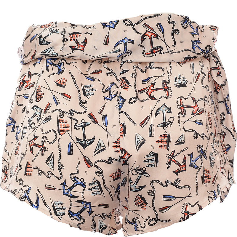 RAEY Womens Silk Scarf Knot Side Shorts in Multicoloured