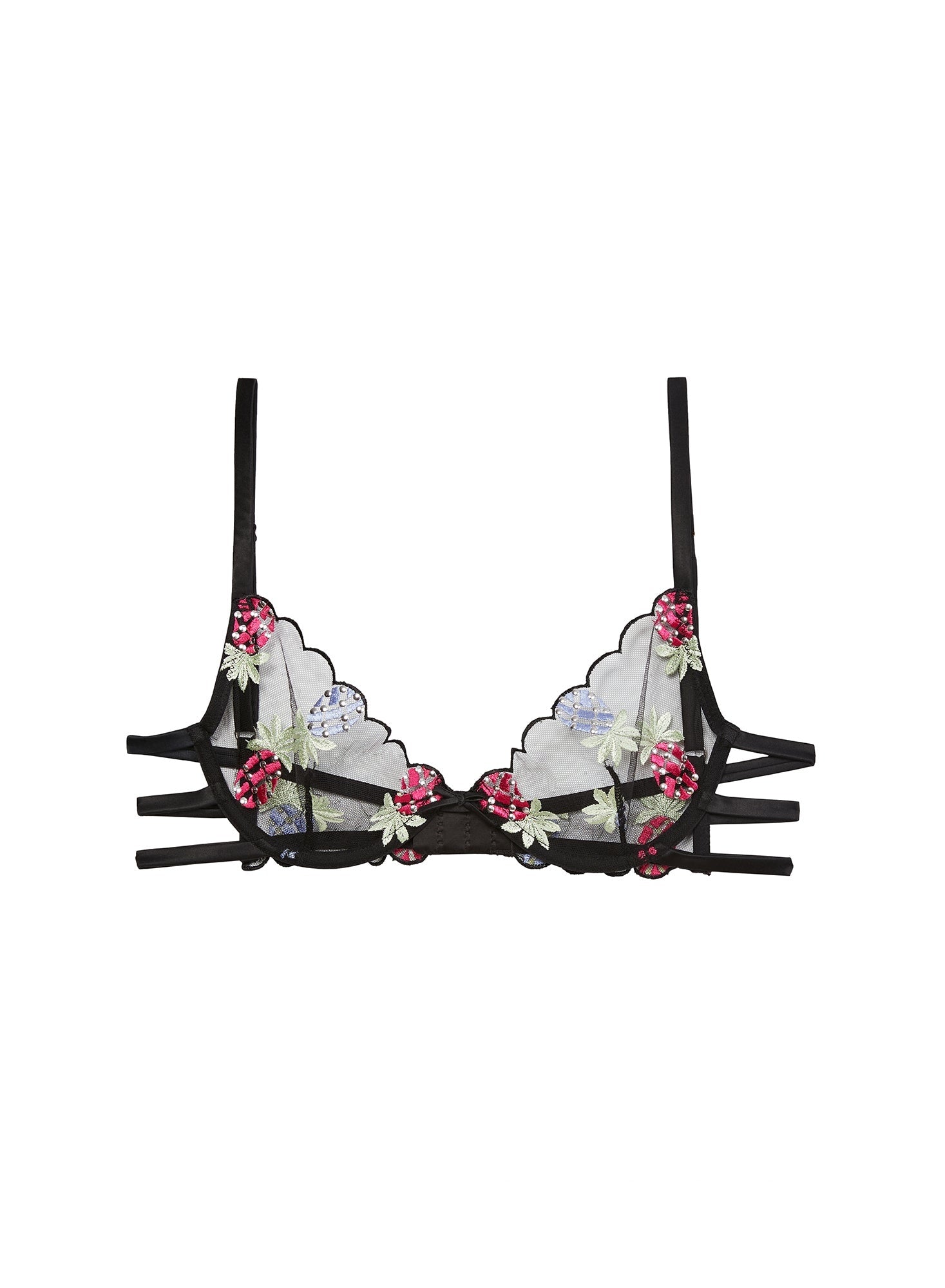 Womens Fleur Du Mal Demi Cup Bras In Black Multi