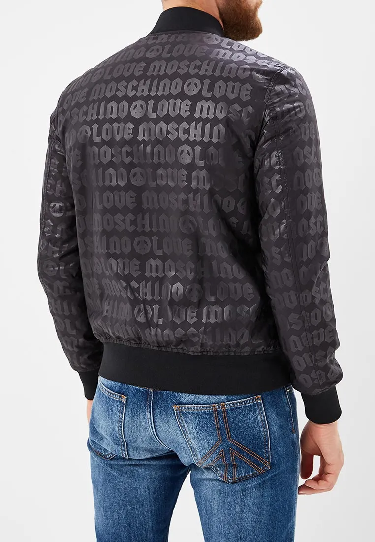 Mens Love Moschino Padded Bomber Jacket in Allover Print