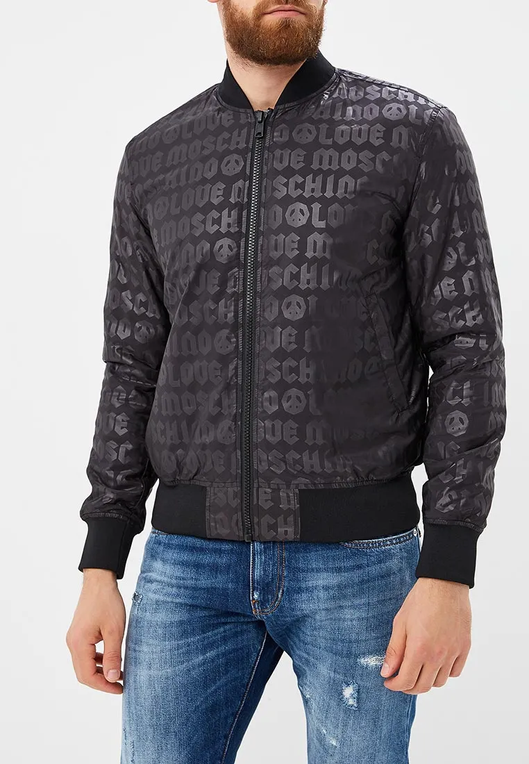 Mens Love Moschino Padded Bomber Jacket in Allover Print