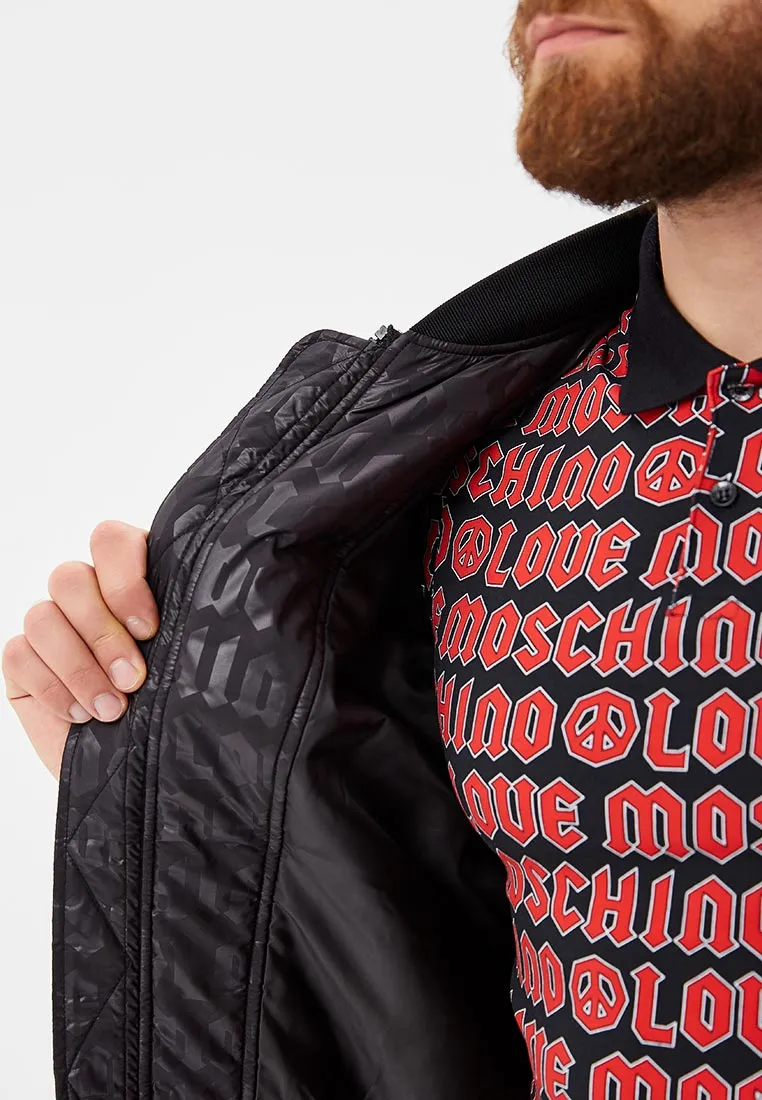 Mens Love Moschino Padded Bomber Jacket in Allover Print