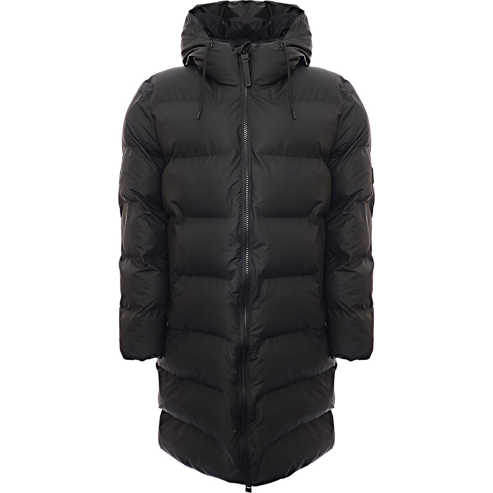 Rains Womens Core Alta Long Puffer Jacket in Black