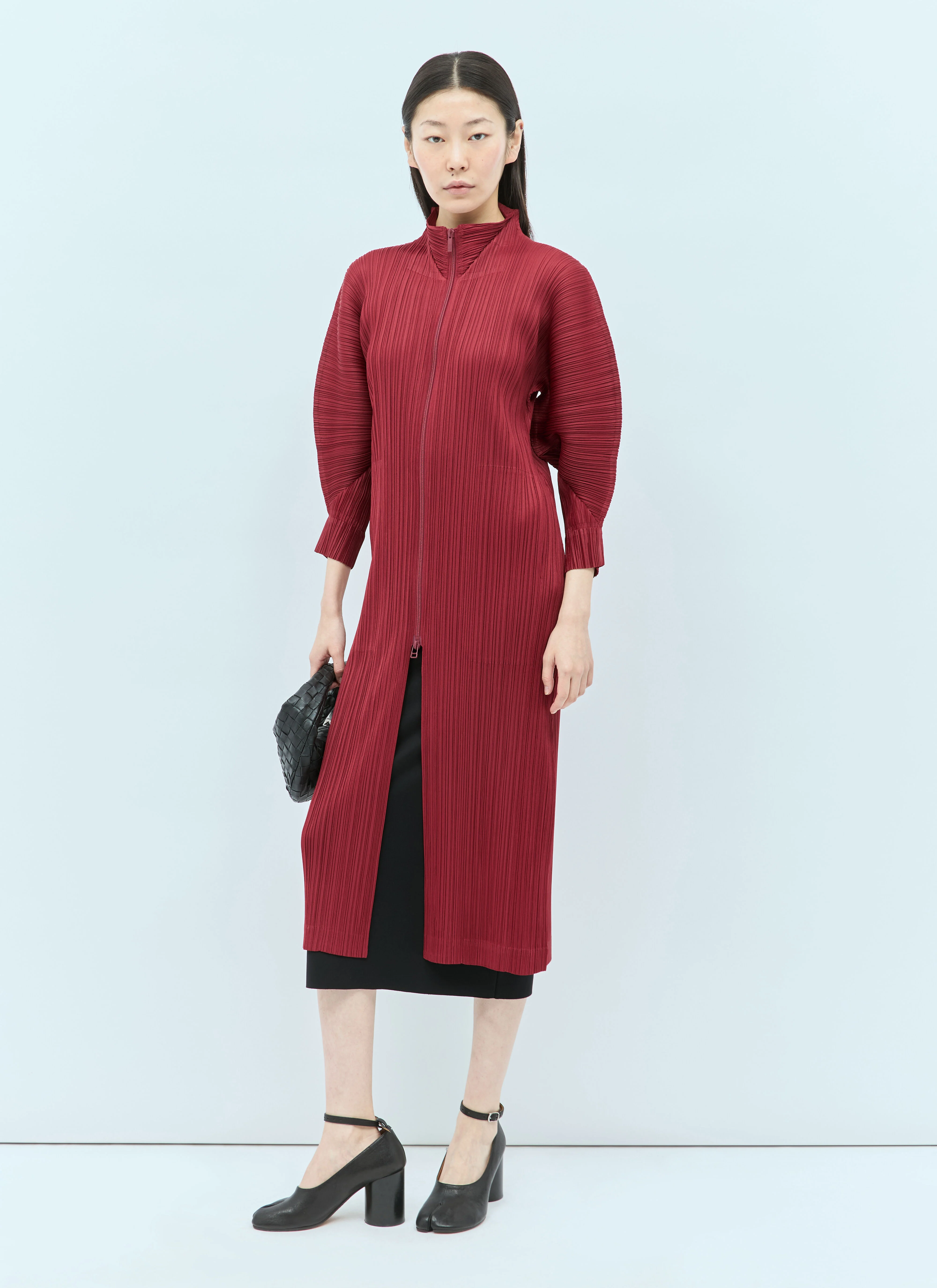 Womens Pp Issey Miyake Day Coat In Red