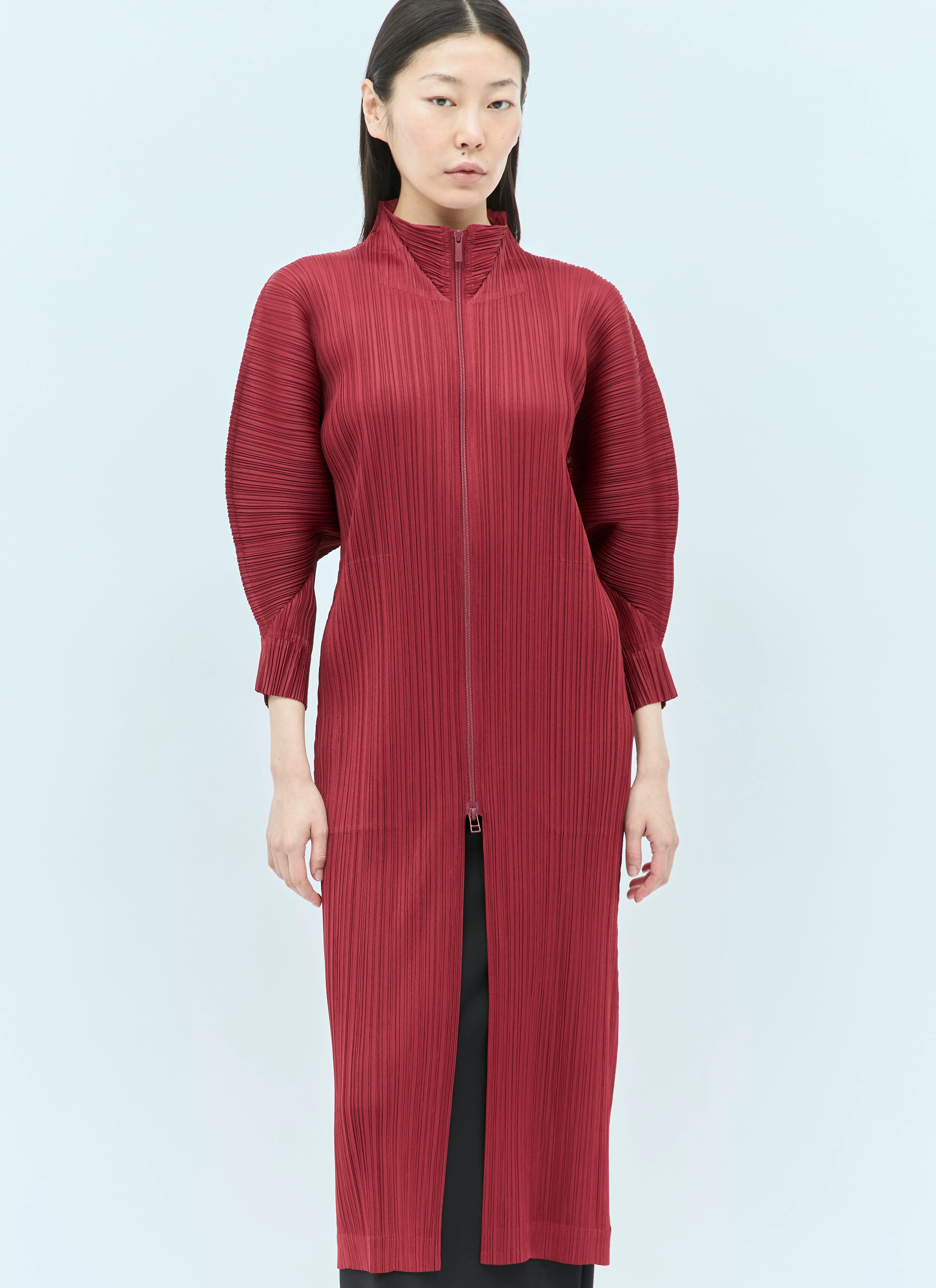 Womens Pp Issey Miyake Day Coat In Red
