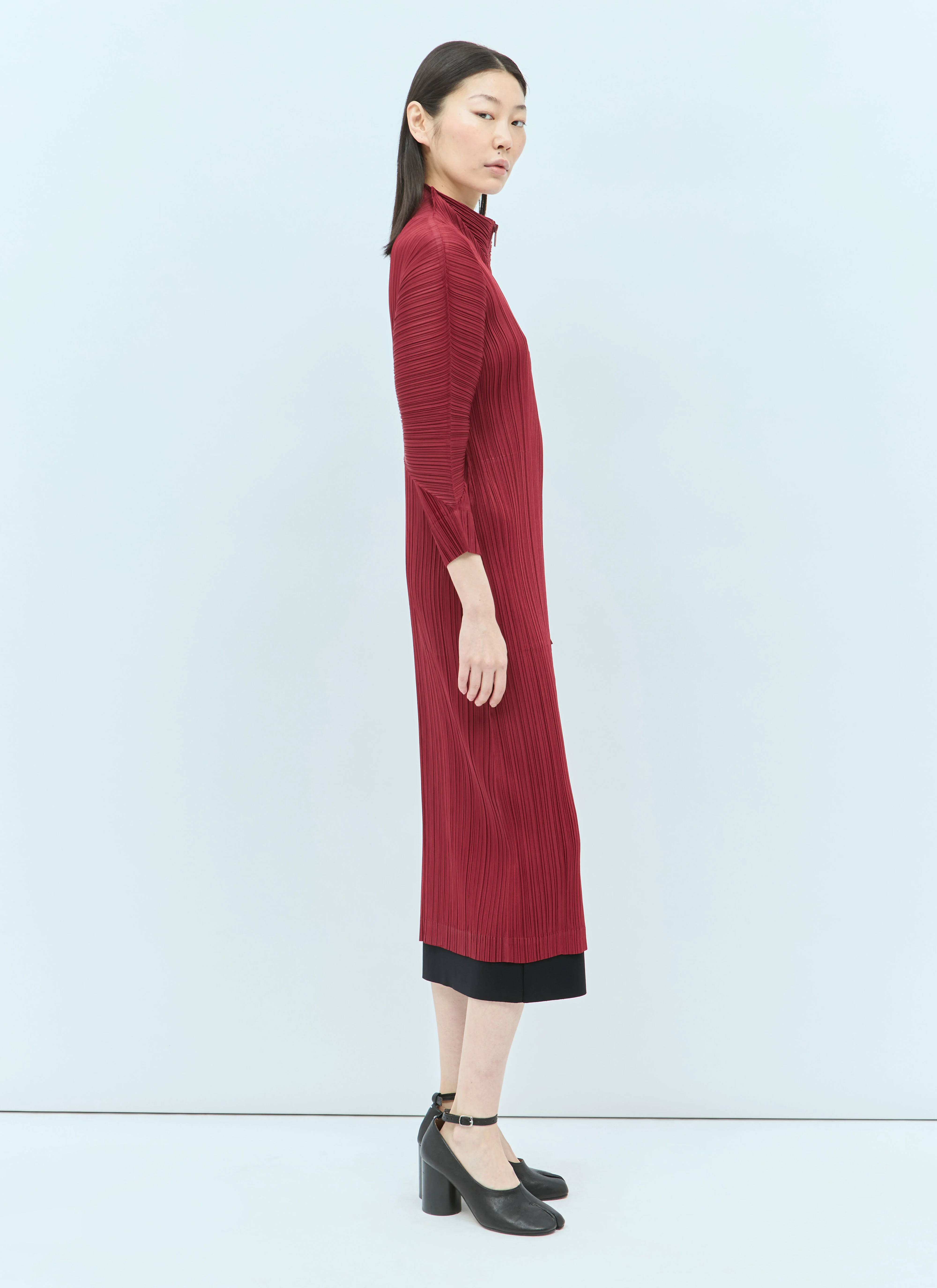 Womens Pp Issey Miyake Day Coat In Red