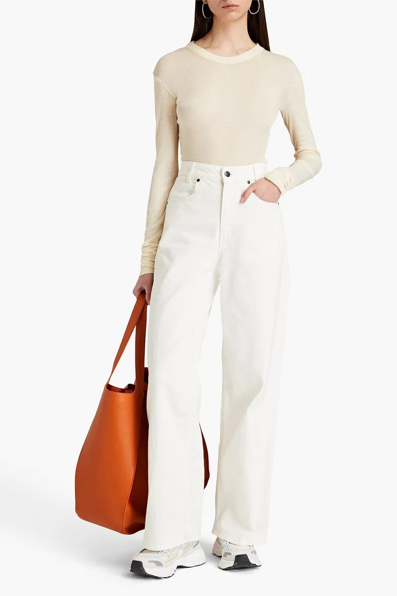 Womens Bite Studio Wide Leg Jeans In White Natural