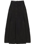 RAEY Womens Panelled Organic Denim Full Skirt in Black