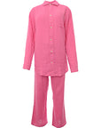 Desmond & Dempsey Womens Core Linen Long Pj Set In Pink