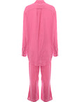 Desmond & Dempsey Womens Core Linen Long Pj Set In Pink