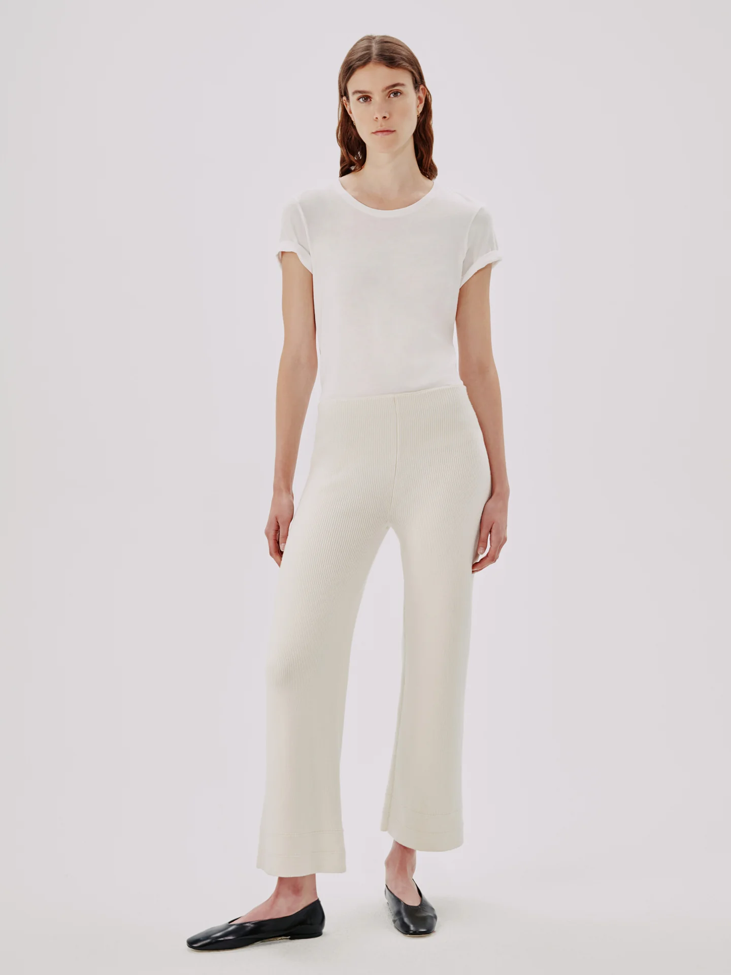 Womens Another Tomorrow Knitted Trousers In Cream