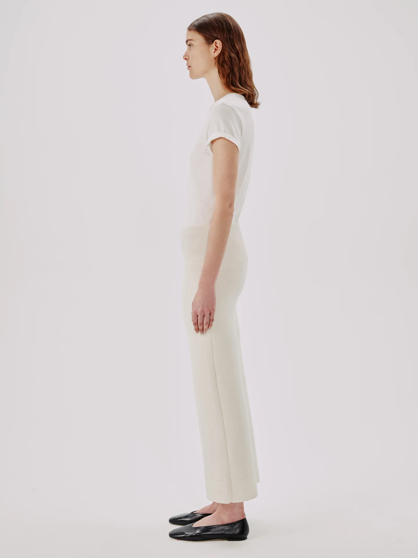 Womens Another Tomorrow Knitted Trousers In Cream