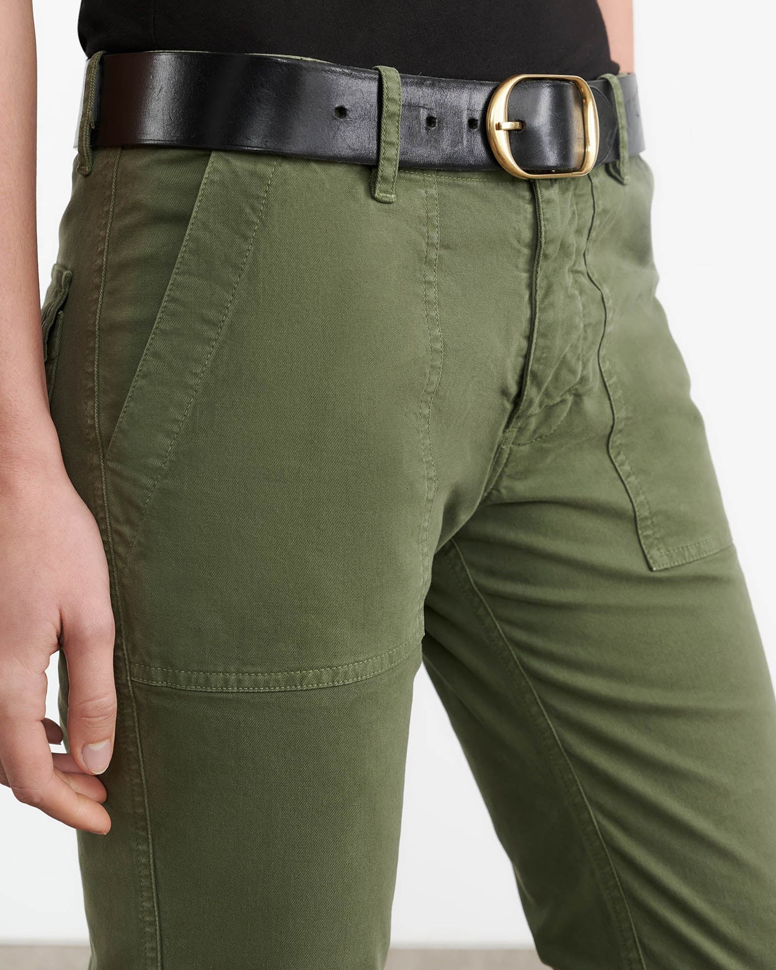 Womens Nili Lotan Cropped Trousers In Khaki