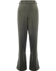 RAEY Womens Recycled Blend Uniform Wide Leg Trousers in Green