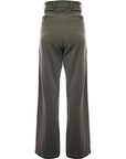 RAEY Womens Recycled Blend Uniform Wide Leg Trousers in Green